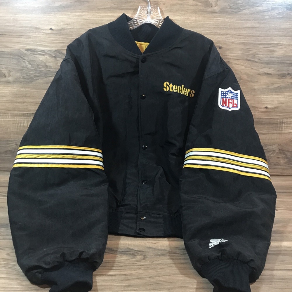 VTG Starter Pro Line Pittsburgh Steelers Mens Size XL Bomber Jacket Made In USA